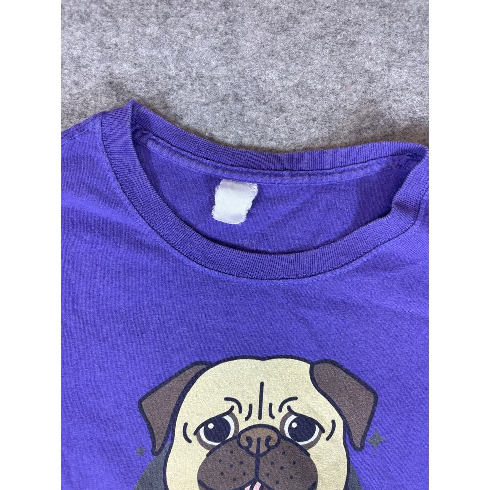VINTAGE Pug Life Shirt Womens Large Purple Graphic Dog Short Sleeve Tee Y2K - Picture 5 of 5